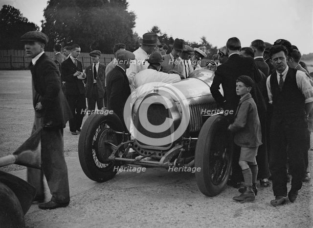 6 litre Delage at a Surbiton Motor Club race meeting, Brooklands, Surrey, 1928. Artist: Bill Brunell.