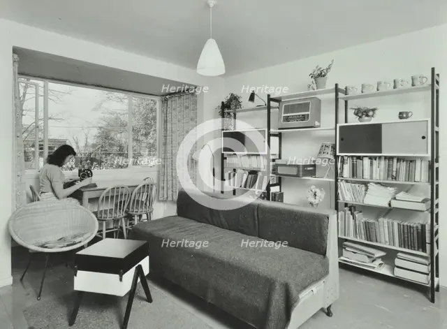 6 Norley Vale, Alton Estate, Wandsworth, London: living room, 1960. Creator: Unknown.