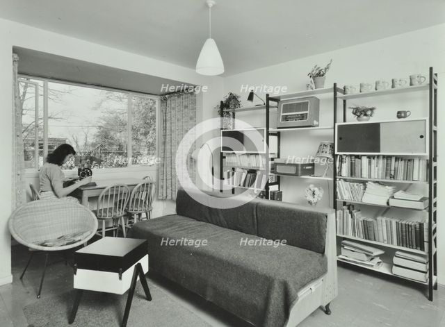 6 Norley Vale, Alton Estate, Wandsworth, London: living room, 1960. Creator: Unknown.
