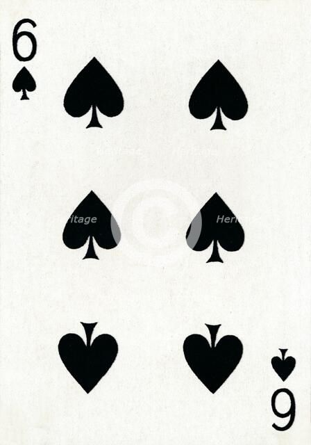 6 of Spades from a deck of Goodall & Son Ltd. playing cards, c1940. Artist: Unknown.