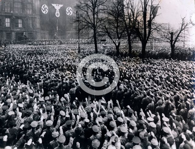 60,000 Nazis swearing an oath of allegiance to Hitler, Lustgarten, Berlin, 1930s. Creator: Unknown.