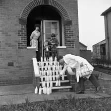 60 pints of milk, advertisment for the Barnsley Co-op, Mexborough, South Yorkshire, 1964. Creator: Michael Walters