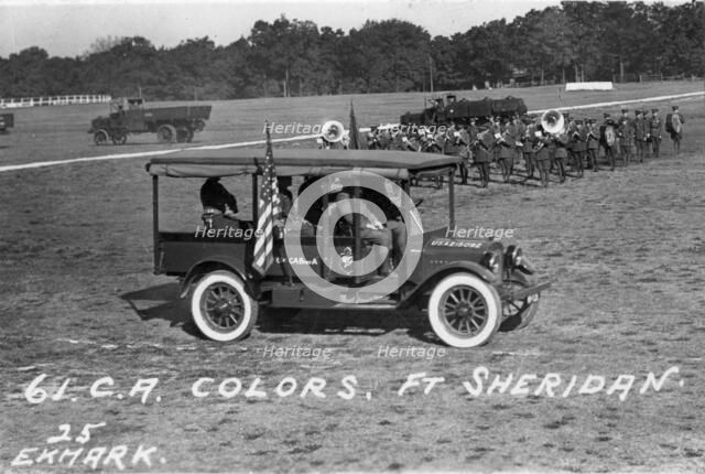 61st Cavalry Artillery colours, Fort Sheridan, Illinois, USA, 1925. Artist: Ekmark Photo
