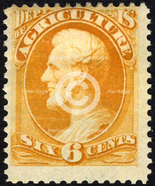 6c Abraham Lincoln Agriculture Department single, 1873. Creator: Unknown.