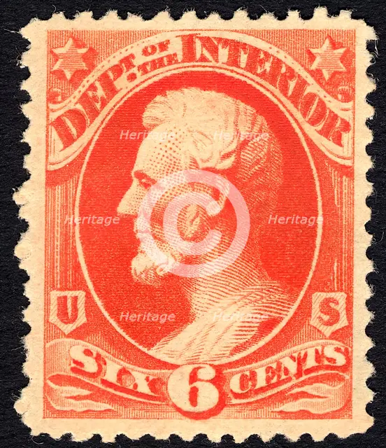 6c Abraham Lincoln Interior Department single, 1879. Creator: Unknown.