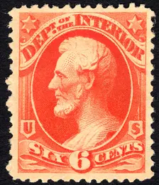 6c Abraham Lincoln Interior Department single, 1879. Creator: Unknown