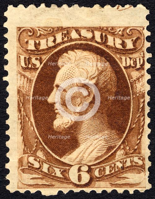 6c Abraham Lincoln Treasury Department single, 1873. Creator: Unknown.