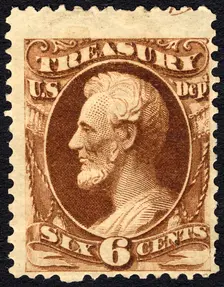 6c Abraham Lincoln Treasury Department single, 1873. Creator: Unknown