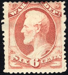 6c Abraham Lincoln War Department single, 1879. Creator: Unknown