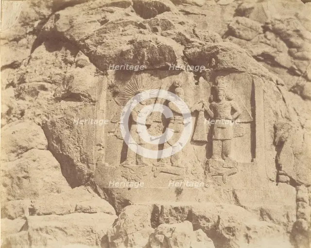 (7) [Tag-e Bustan, Crowning Ceremony of Shapour II, Kermanshah], 1840s-60s. Creator: Luigi Pesce.