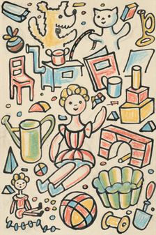 7. A story about a dog and a cat, around 1928. Creator: Josef Capek