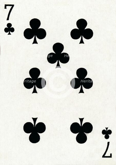 7 of Clubs from a deck of Goodall & Son Ltd. playing cards, c1940. Artist: Unknown.