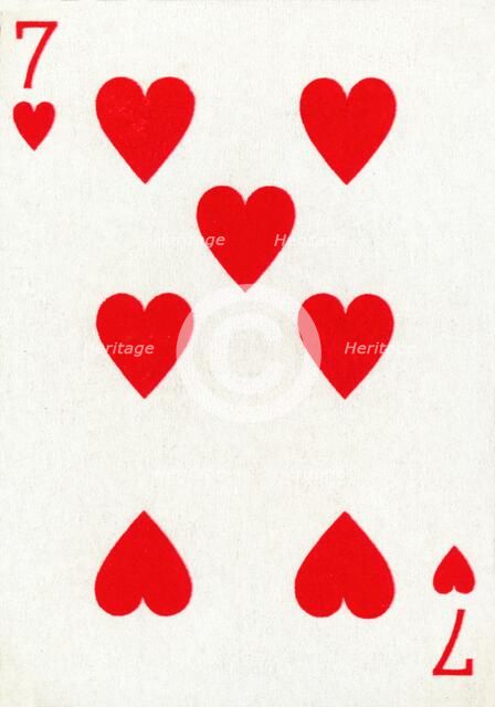 7 of Hearts from a deck of Goodall & Son Ltd. playing cards, c1940. Artist: Unknown.