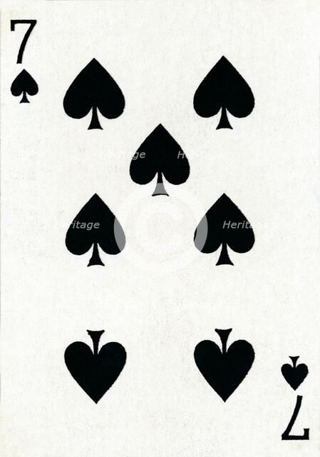 7 of Spades from a deck of Goodall & Son Ltd. playing cards, c1940. Artist: Unknown.