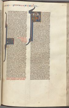 74. Fol. 463r, Acts, historiated initial P, the Ascension, c. 1275-1300. Creator: Unknown