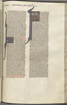 74. Fol. 463r, Acts, historiated initial P, the Ascension, c. 1275-1300. Creator: Unknown