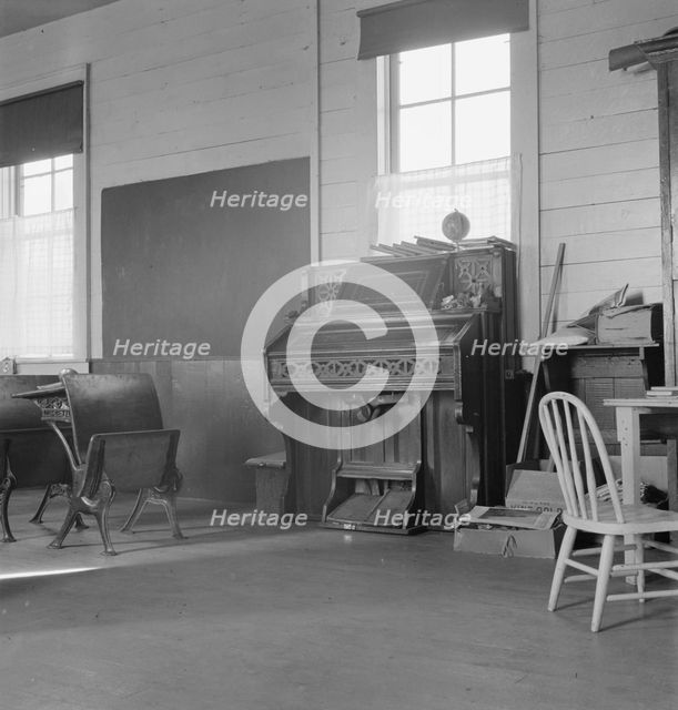 8:45 a.m., interior of the eastern Oregon one-room county school, Baker County, Oregon, 1939. Creator: Dorothea Lange.