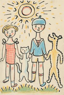 8. A story about a dog and a cat, around 1928. Creator: Josef Capek