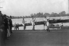 8-oar shell race between Harvard and Cambridge, Cambridge, Mass. 1906, 1906. Creator: Frances Benjamin Johnston