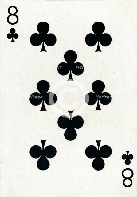 8 of Clubs from a deck of Goodall & Son Ltd. playing cards, c1940. Artist: Unknown.
