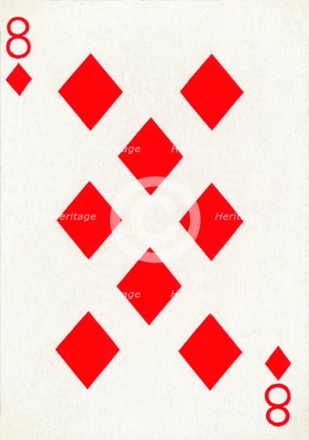 8 of Diamonds from a deck of Goodall & Son Ltd. playing cards, c1940. Artist: Unknown.