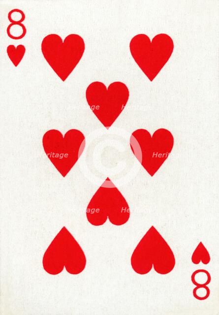 8 of Hearts from a deck of Goodall & Son Ltd. playing cards, c1940. Artist: Unknown.
