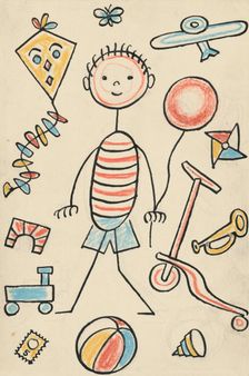 9. A story about a dog and a cat, around 1928. Creator: Josef Capek