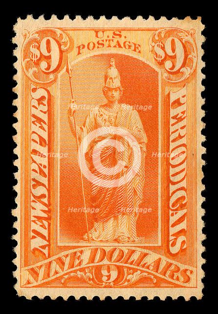 $9 Minerva Newspapers and Periodicals single, 1879. Creator: Unknown.