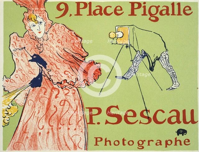 9, Place Pigalle, P. Sescau Photographe (Poster), 1894.  Artist: Henri de Toulouse-Lautrec