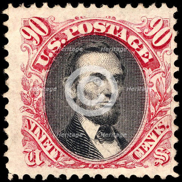 90c Abraham Lincoln G Grill single, 1869. Creator: Unknown.