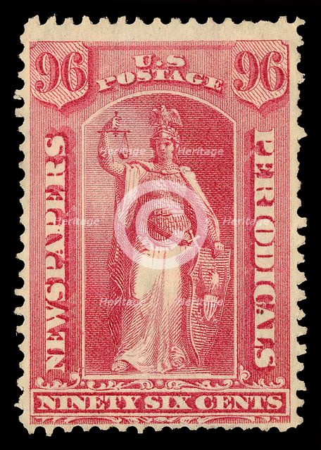 96c Justice Newspapers and Periodicals imprint single, 1875. Creator: Unknown.