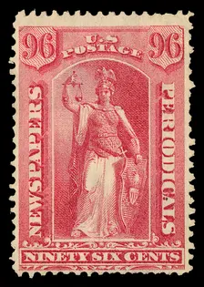 96c Justice Newspapers and Periodicals imprint single, 1875. Creator: Unknown