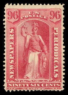 96c Justice Newspapers and Periodicals imprint single, 1875. Creator: Unknown