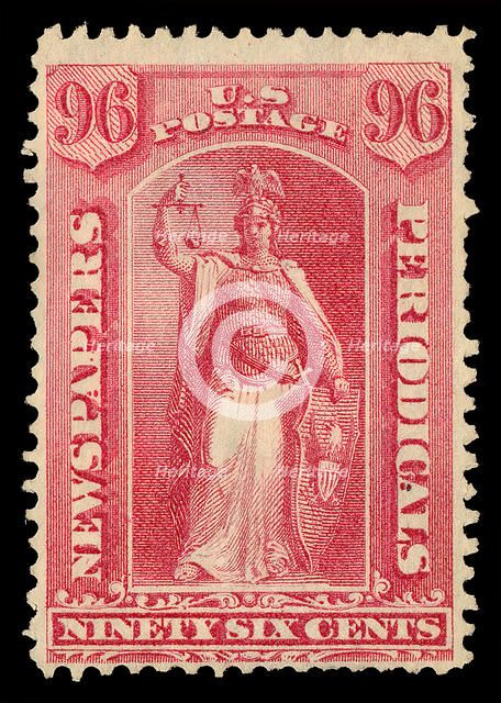 96c Justice Newspapers and Periodicals imprint single, 1875. Creator: Unknown.