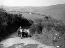 990 cc AJS and sidecar of CF Crossby at the MCC Lands End Trial, Beggars Roost, Devon, 1936. Artist: Bill Brunell