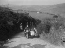 990 cc AJS and sidecar of M Laidlaw at the MCC Lands End Trial, Beggars Roost, Devon, 1936. Artist: Bill Brunell