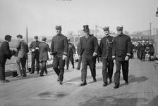 Cmdr. Waldo, R. Adm. Chas. Conard?, Lt. Cmdr. Halligan, and Lt. Cmdr. Sexton, between c1910-c1915. Creator: Bain News Service