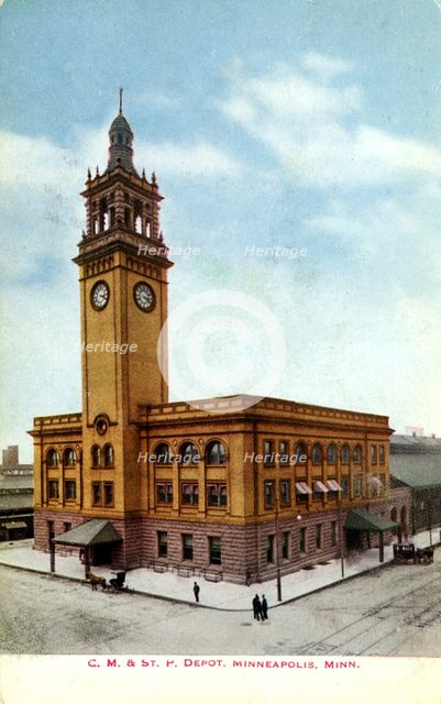 CMStP&P Railroad depot, Minneapolis, Minnesota, USA, 1910. Artist: Unknown