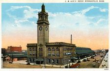 CMStP&P Railroad depot, Minneapolis, Minnesota, USA, 1915
