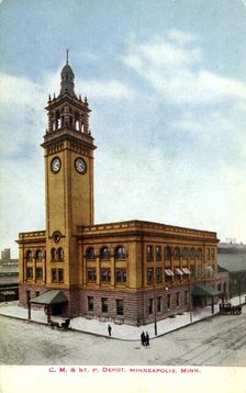 CMStP&P Railroad depot, Minneapolis, Minnesota, USA, 1910