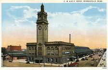 CMStP&P Railroad depot, Minneapolis, Minnesota, USA, 1915