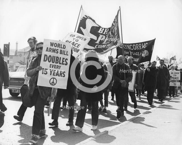 CND demo, Horley, Surrey, c1969.