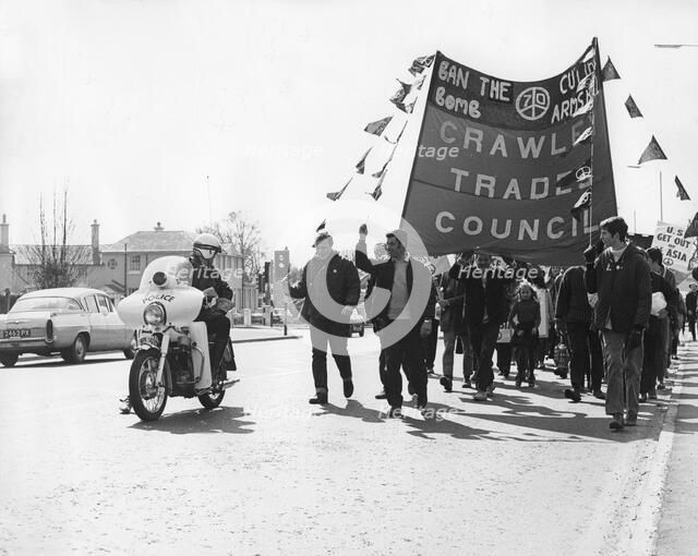 CND demo, Horley, Surrey, c1969.
