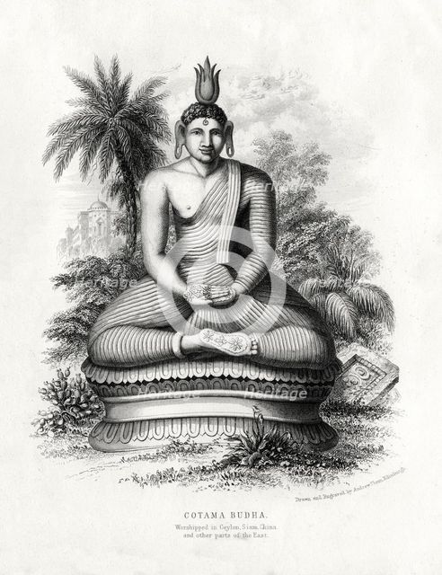 Cotoma Budha, worshipped in Ceylon, Siam, China, 19th century. Artist: Andrew Thom