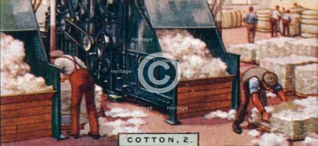 'Cotton, 2. - Breaking up Bales in Mixing Room, England', 1928. Artist: Unknown.