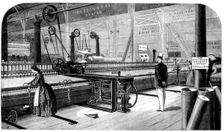 Cotton manufacture: Platt's self-acting mule, or cottonspinning machine, 1862. Creator: Unknown