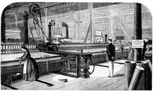 Cotton manufacture: Platt's self-acting mule, or cottonspinning machine, 1862. Creator: Unknown