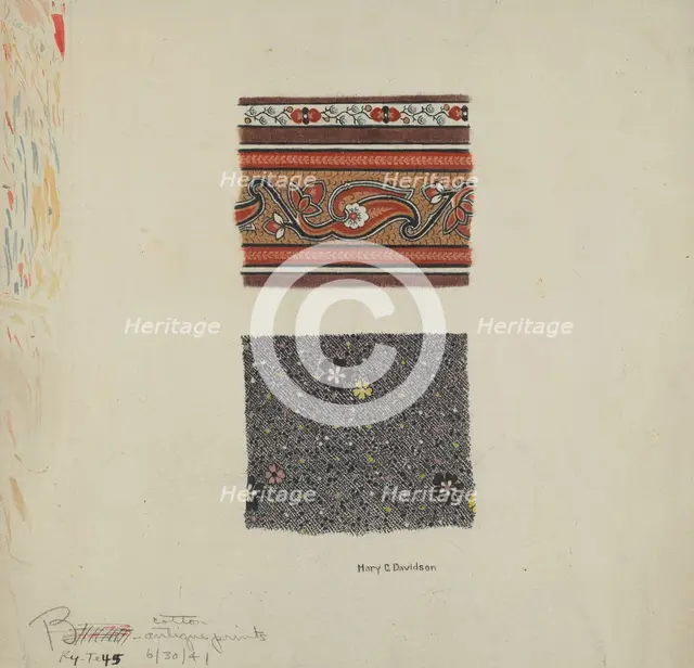 Cotton Antique Prints, c. 1941. Creator: Millia Davenport.