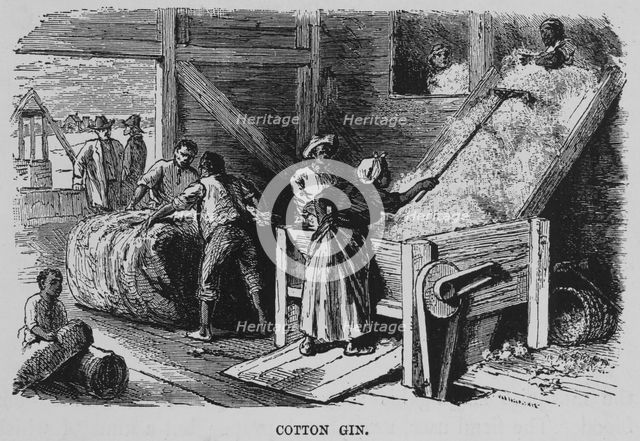Cotton gin, 1882. Creators: Unknown, Vizetelly & Company.