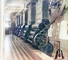 Cotton gin (?), in interior of mill, probably in Tashkent, between 1905 and 1915. Creator: Sergey Mikhaylovich Prokudin-Gorsky
